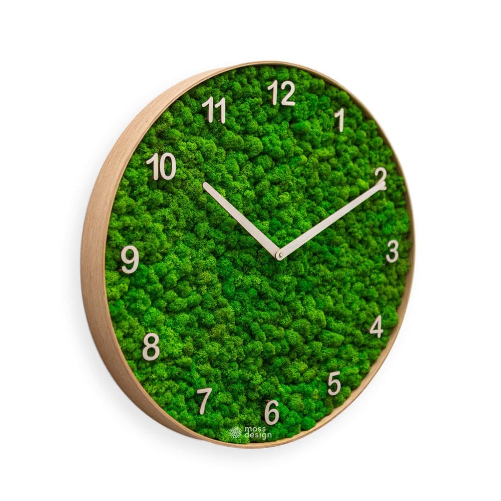 Machové hodiny - severský lišajník - ciferník